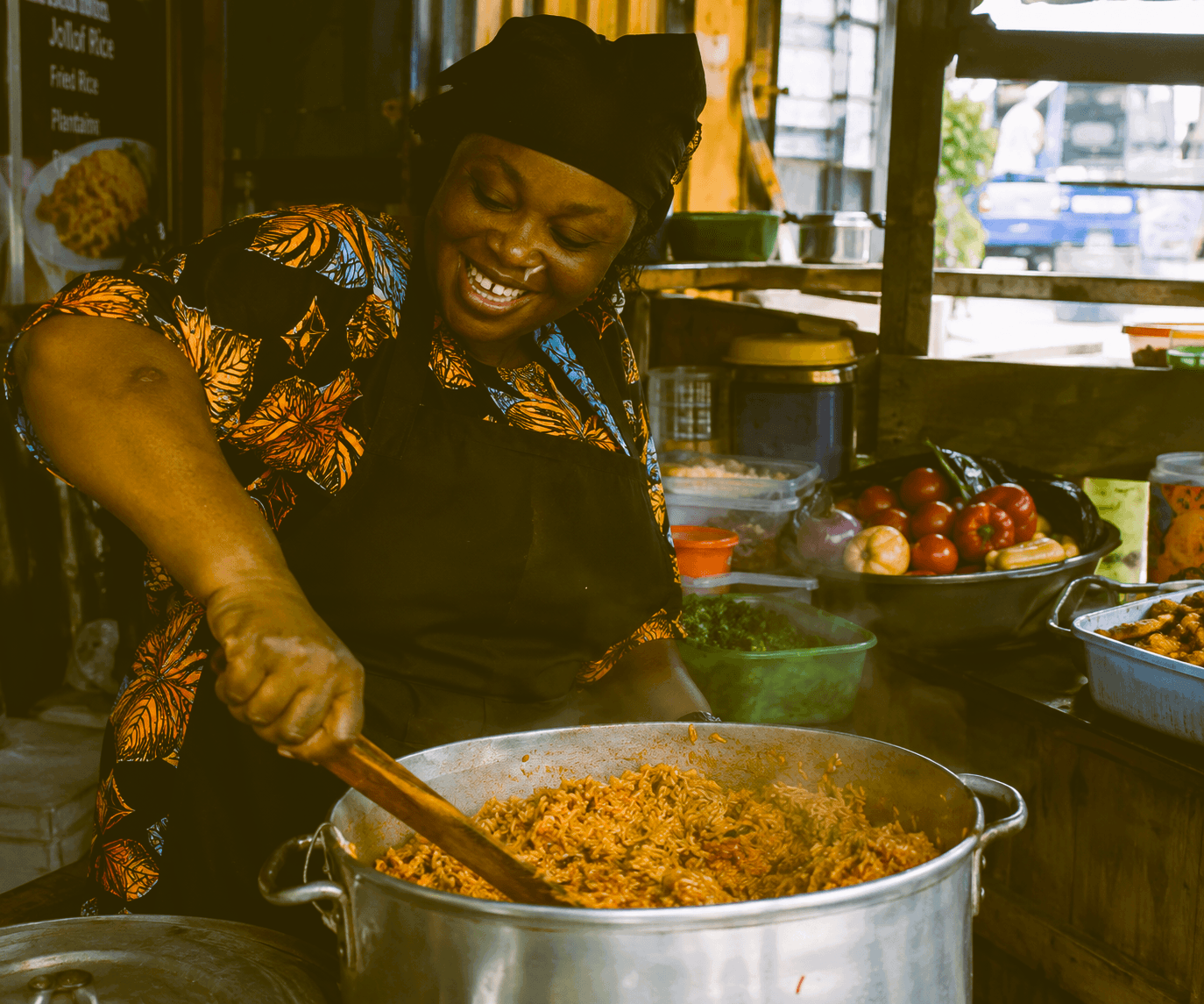 A caterer running her business